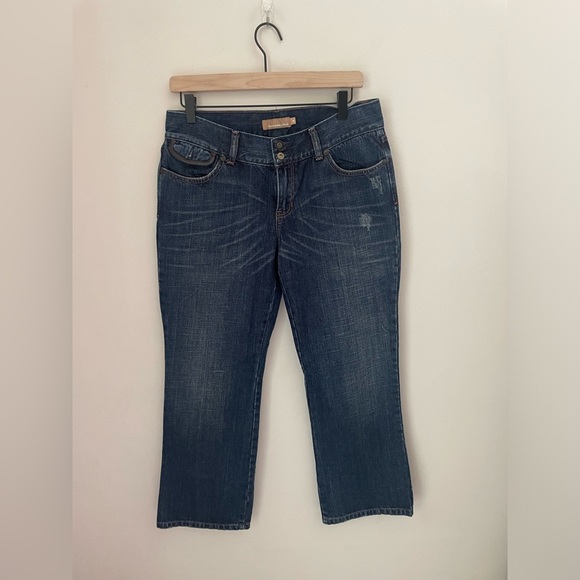 Abercrombie & Fitch Dark Blue Y2K Cropped Jeans Size 6 - Picture 1 of 8